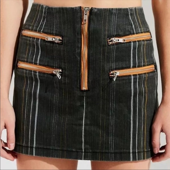 Urban Outfitters 90s skirt zippered light wash denim grey M - Picture 3 of 8